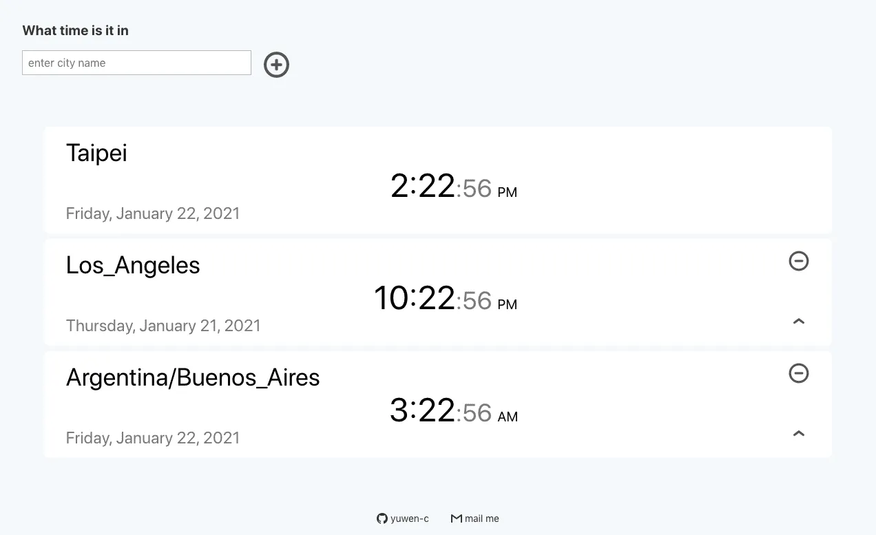 Screenshot of the worldtime project